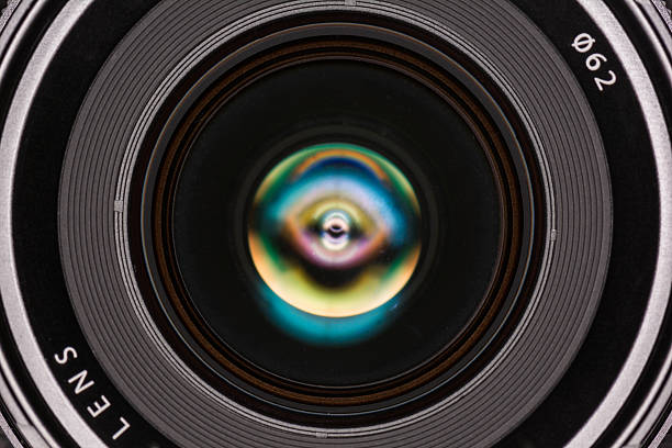 Front element of a camera lens stock photo