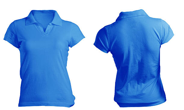 istock Women's Blank Blue Polo Shirt Template 461982781