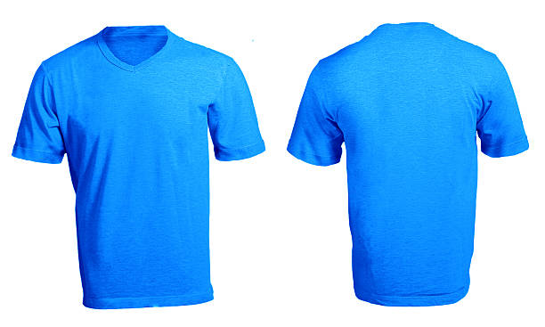 istock Men's Blank Blue V-neck Shirt Template 461983063