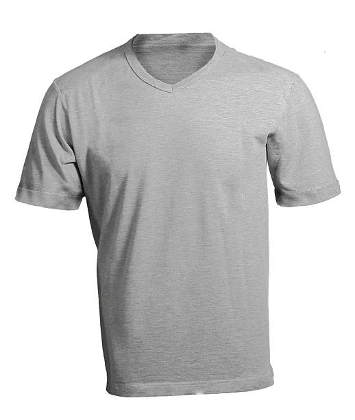 istock Men's Blank Grey V-neck Shirt Template 461983123