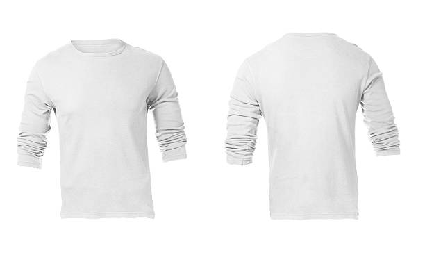 istock Men's White Long Sleeve T-shirt Template 461983145