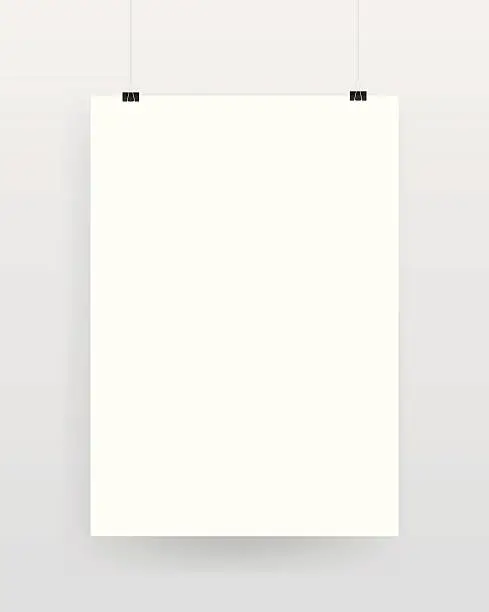 Vector illustration of Blank template of a paper sheet on wall