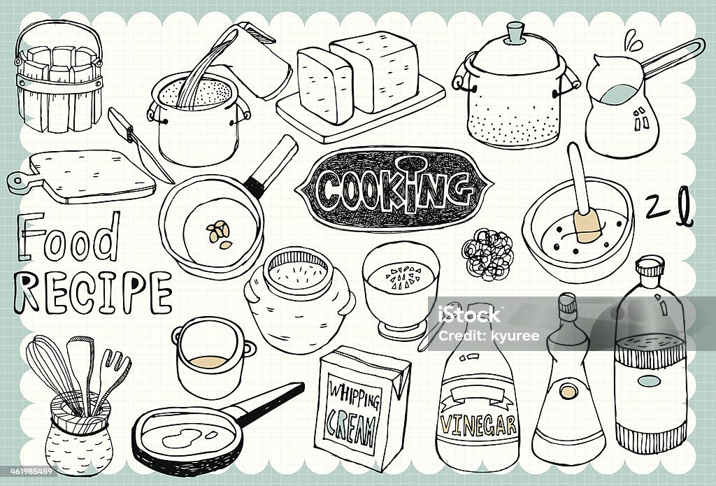 Ricetta disegnati a mano set 01 - arte vettoriale royalty-free di Cucinare