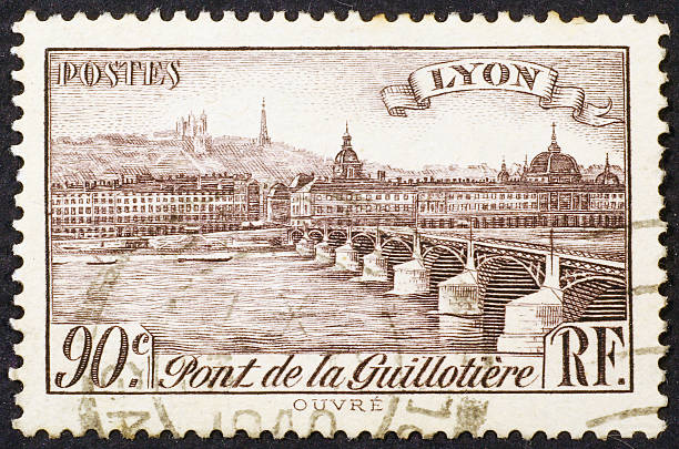istock Old view of Lyon on vintage stamp 461988737