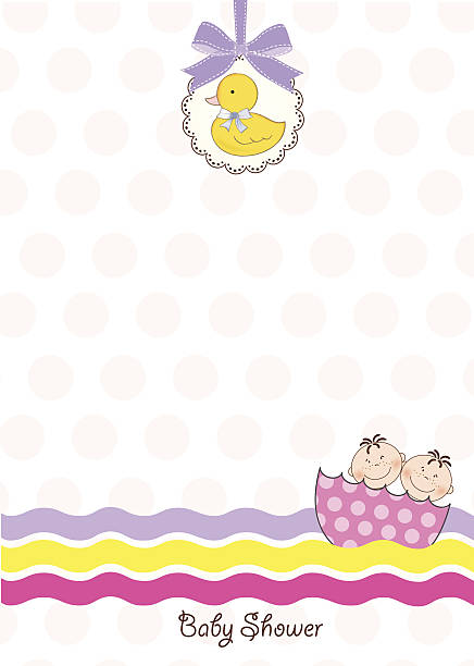 Twins Announcement Card Stock Illustration - Download Image Now - Twin,  Baby Shower, Invitation - iStock