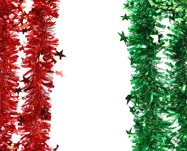 istock Christmas purple tinsel with stars. 461989897