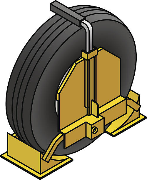 ilustrações, clipart, desenhos animados e ícones de tranca de roda - trapped wheel clamp car land vehicle