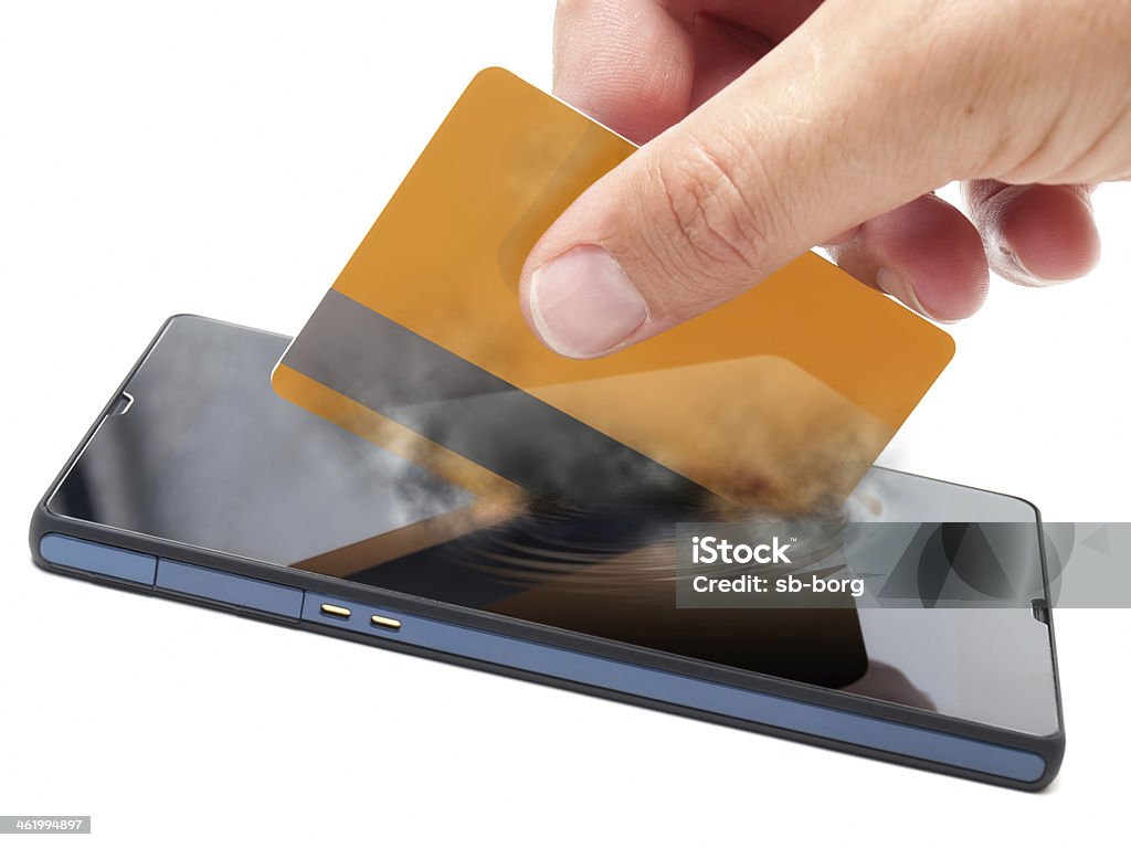 Mobile payment Conceptual view about checkouts or payments over Internet and mobile devices. Telephone Stock Photo