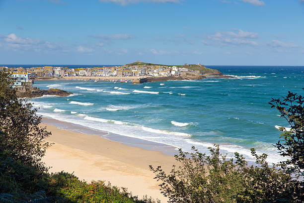 istock Porthminster beach St Ives Cornwall England with waves & blue sky 462005919