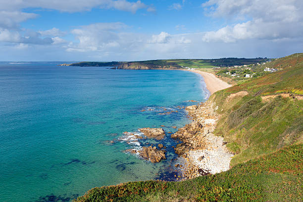 istock Beautiful Cornwall coast turquoise sea blue sky at Praa Sands 462010001