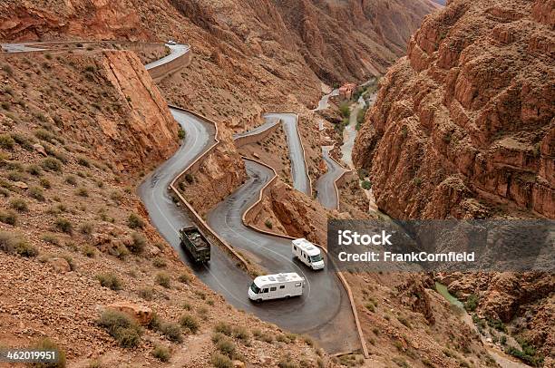 Photo Showing Vehicles On Tizi Ntichka Pass Stock Photo - Download Image Now - Morocco, Mountain Pass, Motor Home