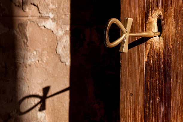 Symbolic key of life inserted into the door the temple built for Pharaoh Ramesses II in the 13th century BC at Abu Simbel.