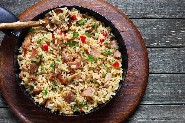istock Fried rice with pork and paprika 462026743
