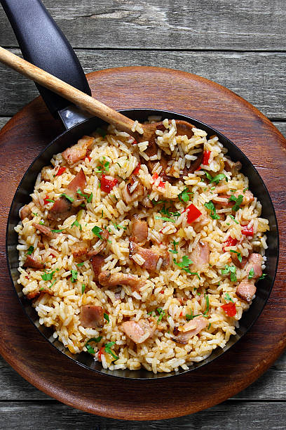 istock Fried rice with pork and paprika 462026749