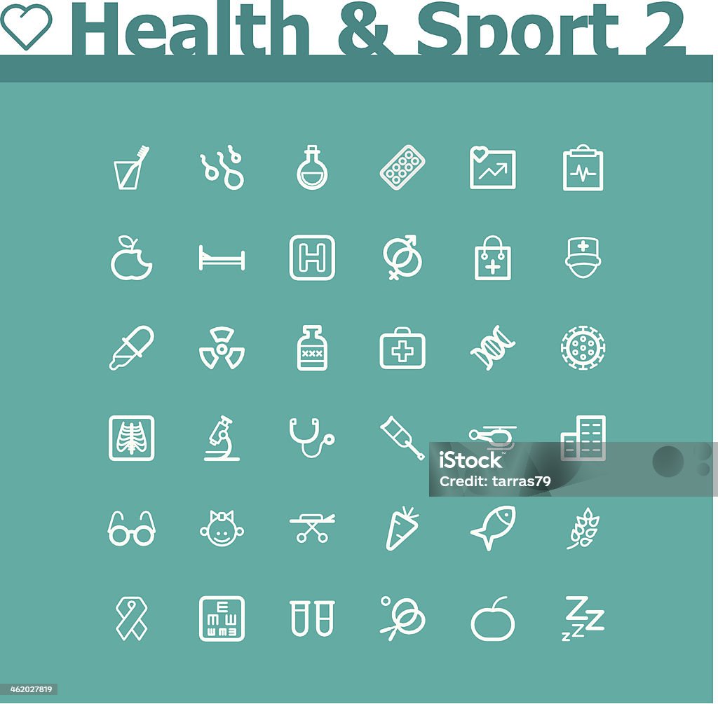 Здравоохранение и спорта икона set - Векторная графика В стиле минимализма роялти-фри