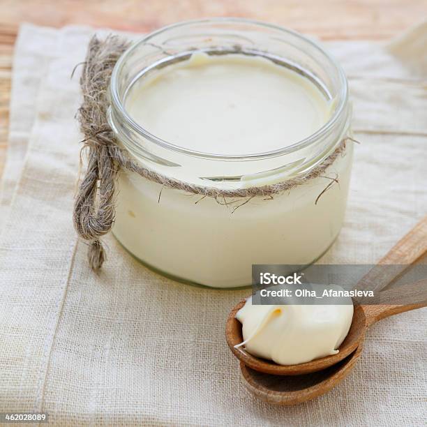 Sour Cream In A Jar Stock Photo - Download Image Now - Beige, Cheese, Close To