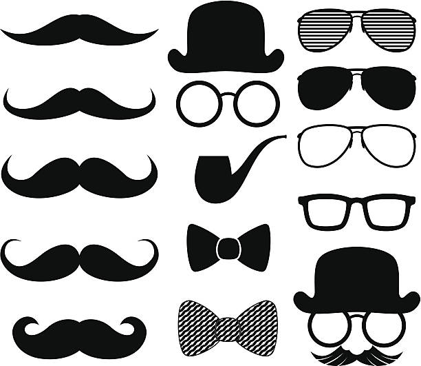 ilustraciones, imágenes clip art, dibujos animados e iconos de stock de moustaches siluetas - mustache