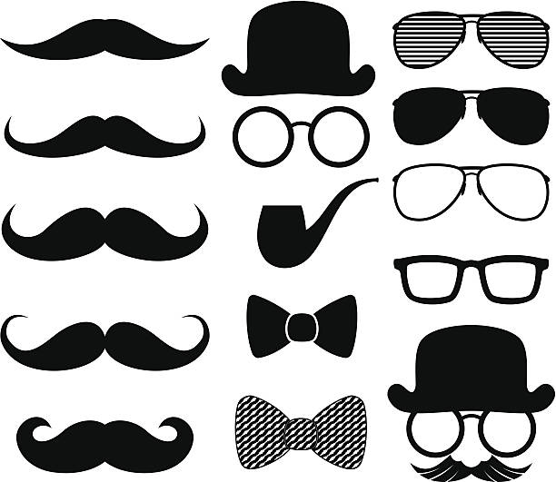 silhouette whiskers set of black moustaches silhouettes and design elements isolated on white background moustache stock illustrations
