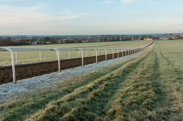 Racehorse training gallops at Newmarket, England.