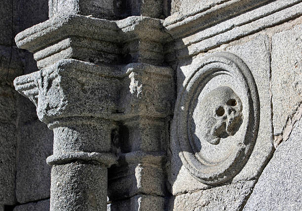istock skull carved in stone on a facade 462038573