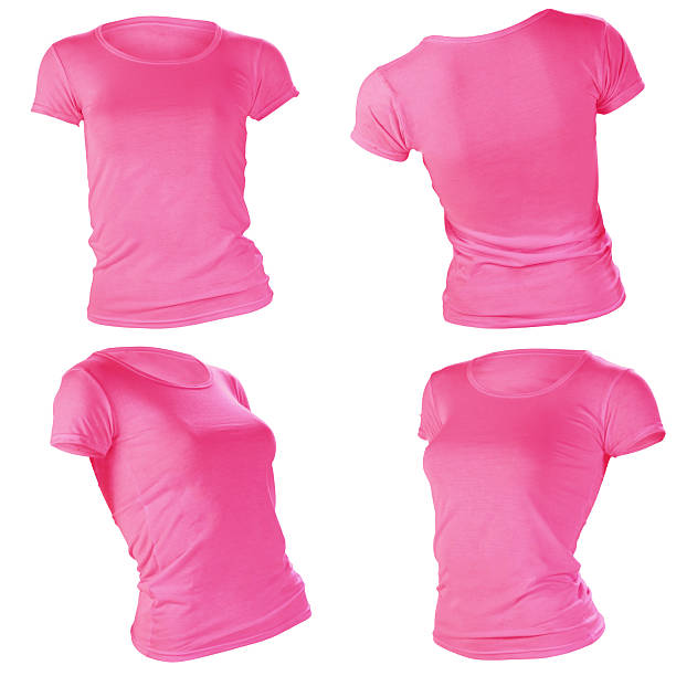 donna rosa modello di t-shirt vuoto - polo shirt shirt clothing mannequin foto e immagini stock