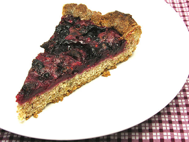 istock One piece of berry cake on a white plate 462041847