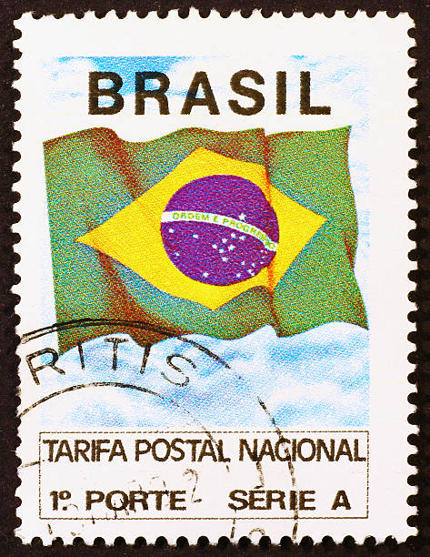 Brazilian flag on stamp