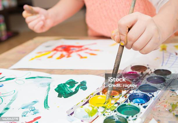 Drawing By Paints Stock Photo - Download Image Now - Child's Drawing, Craft, 12-17 Months