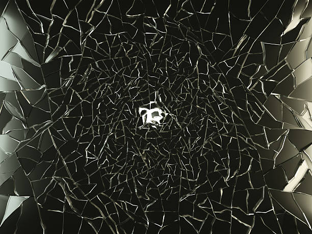 istock Sharp Pieces of shattered black glass isolated on white 462048581