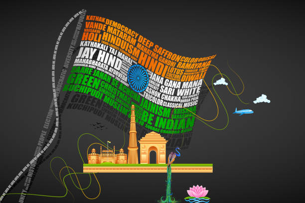индия фон с памятниками - india new delhi indian culture pattern stock illustrations