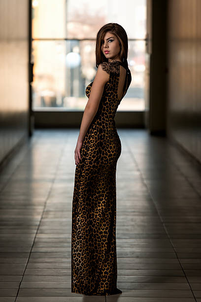 istock Model Wearing A Dress With Animal Print 462059223