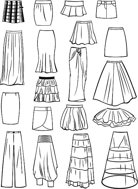 Set of skirts Set of skirts isolated on white background sarong stock illustrations