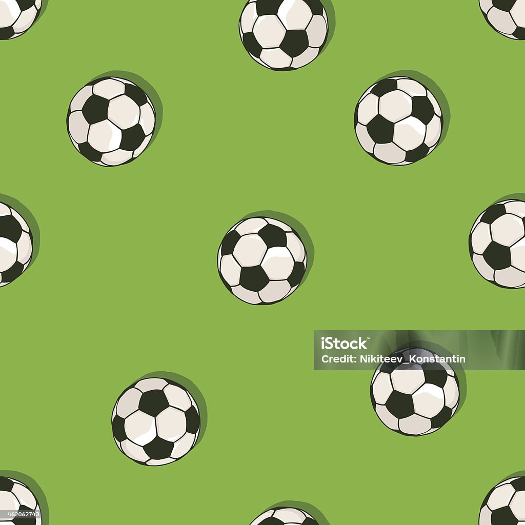 vector sem costura padrão de bola de futebol em fundo verde - Royalty-free Campo de Futebol arte vetorial