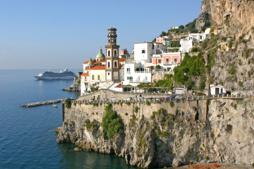 Rock with famous church Agios Ioannis Kastri on Skopelos island, Greece, where scenes of 'Mamma Mia!' movie were filmed.