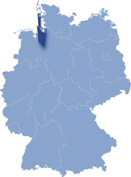 ilustraciones, imágenes clip art, dibujos animados e iconos de stock de mapa de alemania, bremen (freie hansestadt bremen) se separaron - freistaat