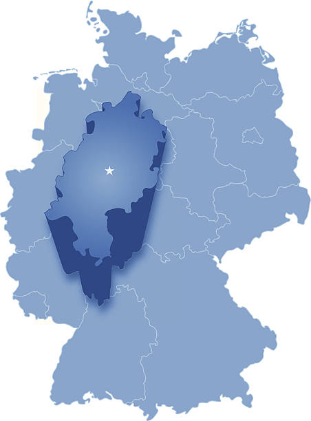 ilustraciones, imágenes clip art, dibujos animados e iconos de stock de mapa de alemania, donde hesse (hessen) se separaron - freistaat