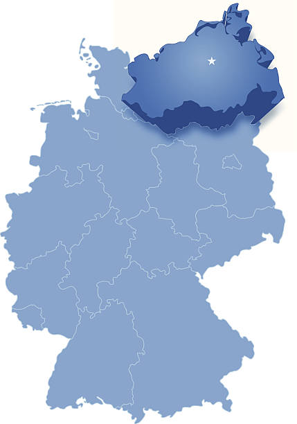 ilustraciones, imágenes clip art, dibujos animados e iconos de stock de mapa de alemania, donde mecklenburg-vorpommern se separaron - freistaat
