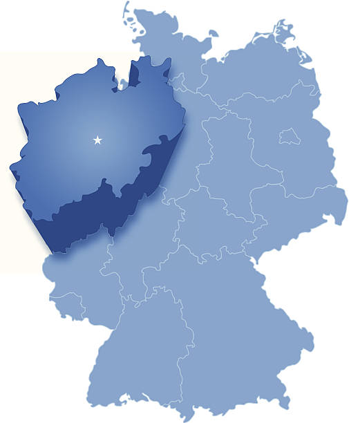 ilustraciones, imágenes clip art, dibujos animados e iconos de stock de mapa de alemania del norte-westfalia (nordrhein-westfalen) se separaron - freistaat
