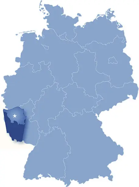 Vector illustration of Map of Germany where Saarland is pulled out