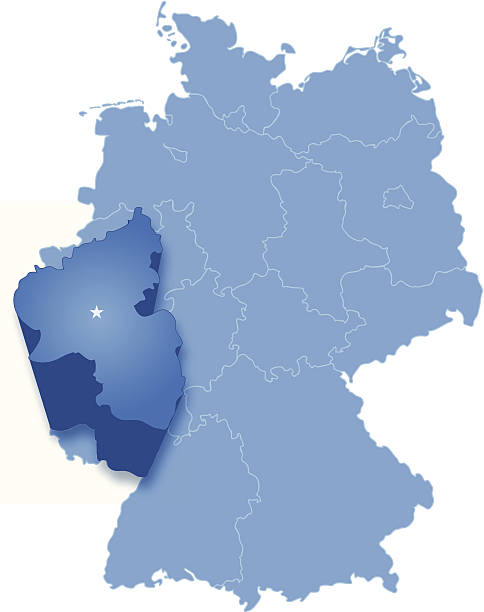 ilustraciones, imágenes clip art, dibujos animados e iconos de stock de mapa de alemania, donde renania-palatinado se separaron - freistaat