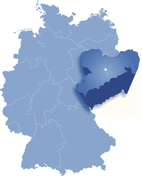 ilustraciones, imágenes clip art, dibujos animados e iconos de stock de mapa de alemania, donde s'extrae sajonia - freistaat