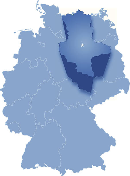 ilustraciones, imágenes clip art, dibujos animados e iconos de stock de mapa de alemania, donde sajonia-anhalt se separaron - freistaat