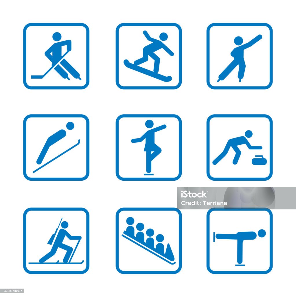 Conjunto de iconos de deporte de invierno - arte vectorial de Patinar libre de derechos