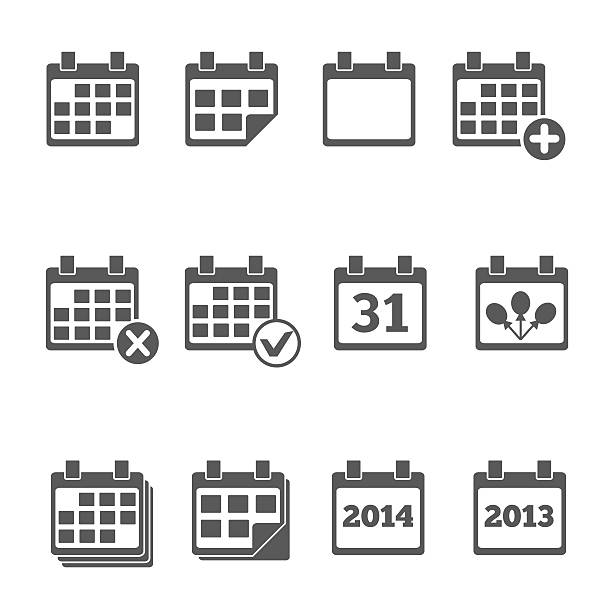 Calendar icons with different dates and years Calendar icons childbirth stock illustrations