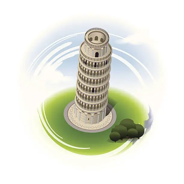 Vector illustration of Leaning Tower of Pisa