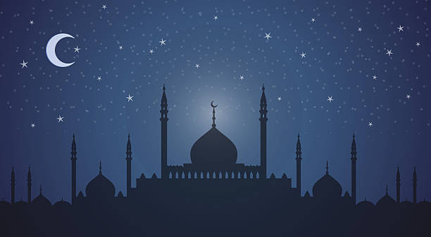 ilustraciones, imágenes clip art, dibujos animados e iconos de stock de minarets and cúpulas de noche - asian background