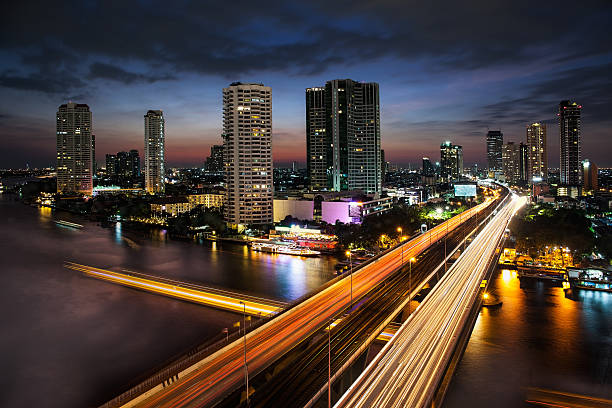istock Traffic in modern city, Chao Phraya River,  Bangkok, Thailand. 462077533