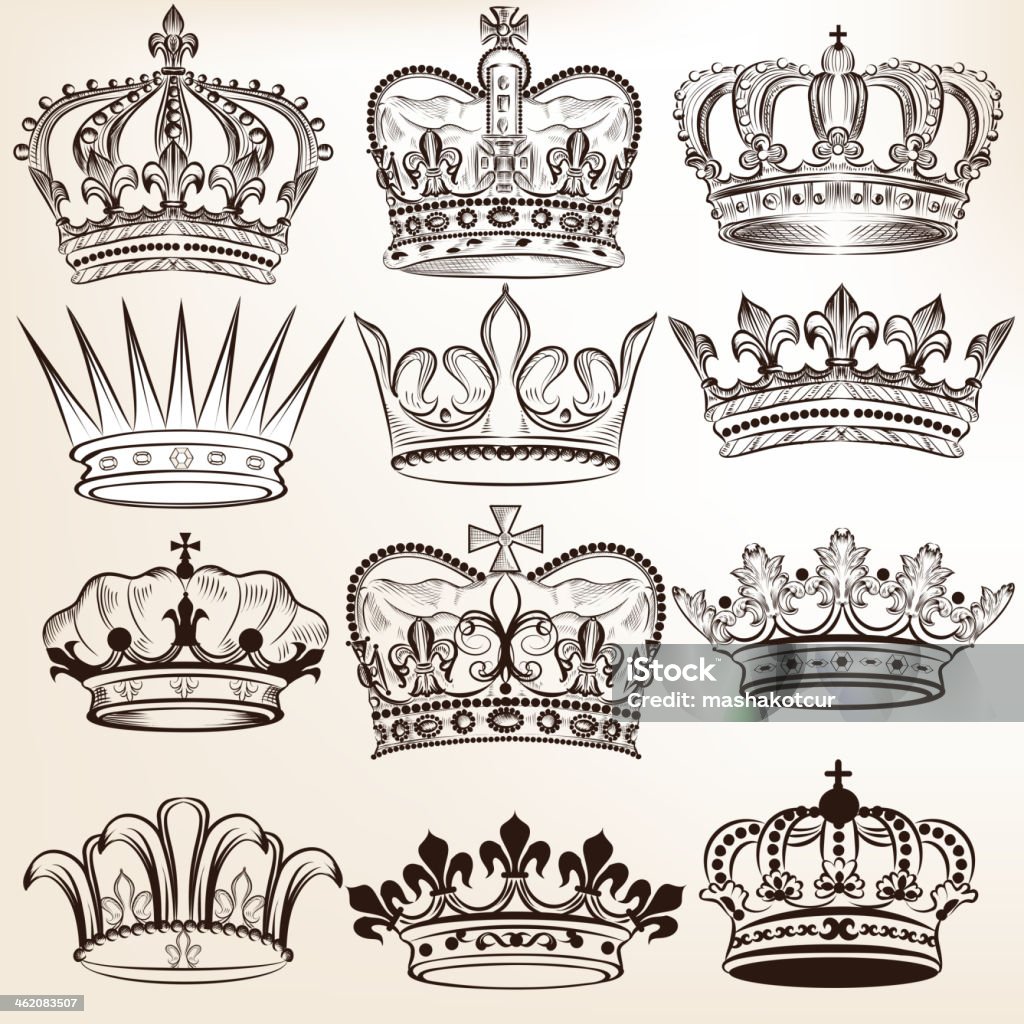 Collection of vector royal crowns for heraldic design Vector set of  crowns for your heraldic design Crown - Headwear stock vector