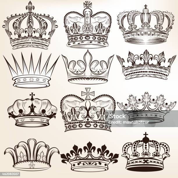 Collection Of Vector Royal Crowns For Heraldic Design Stock Illustration - Download Image Now