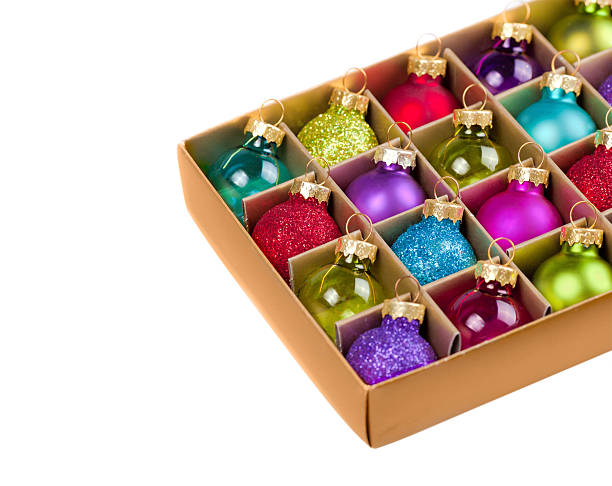 istock Box with Christmas decorations isolated on white background 462085239